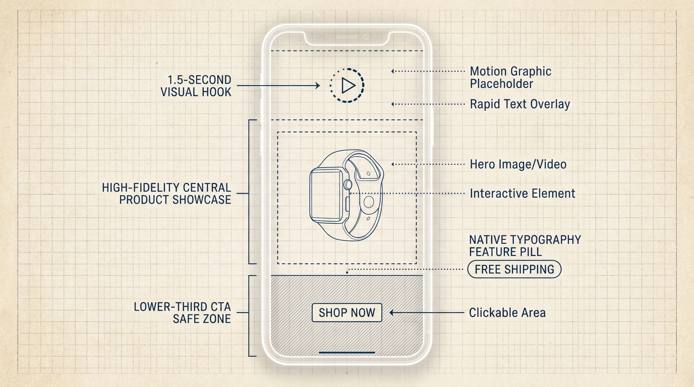 Anatomy of a High Converting Instagram Ad Creative Showing Visual Hierarchy and Safe Zones